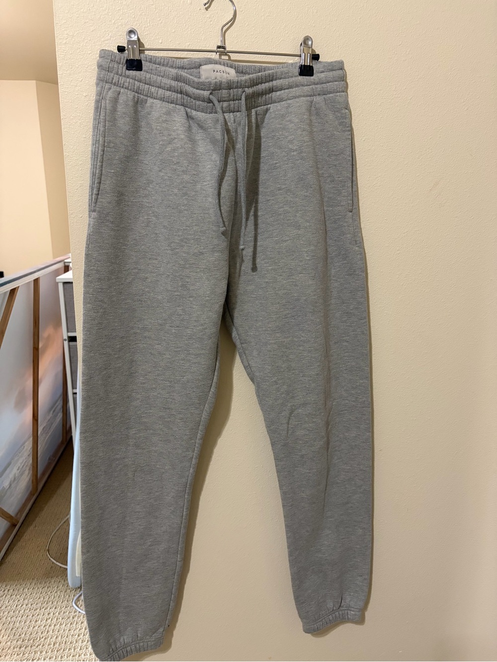 PacSun Light Gray Fleece Joggers with Drawstring